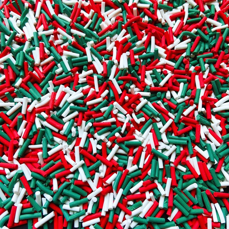EHOPE 100G Fake Sprinkles Polymer Sprinkles Faux Sprinkles Resin Sprinkles Clay Sprinkles For Resin Fake Candy Sprinkles for Nail Art DIY Crafts Cake Phone Case (100G Long Christmas) - Image 1